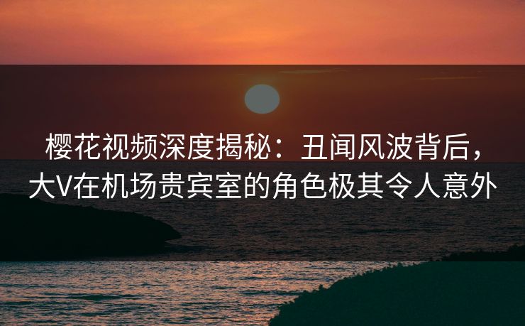樱花视频深度揭秘：丑闻风波背后，大V在机场贵宾室的角色极其令人意外