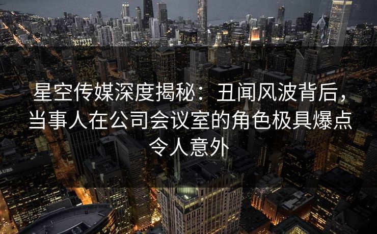 星空传媒深度揭秘：丑闻风波背后，当事人在公司会议室的角色极具爆点令人意外