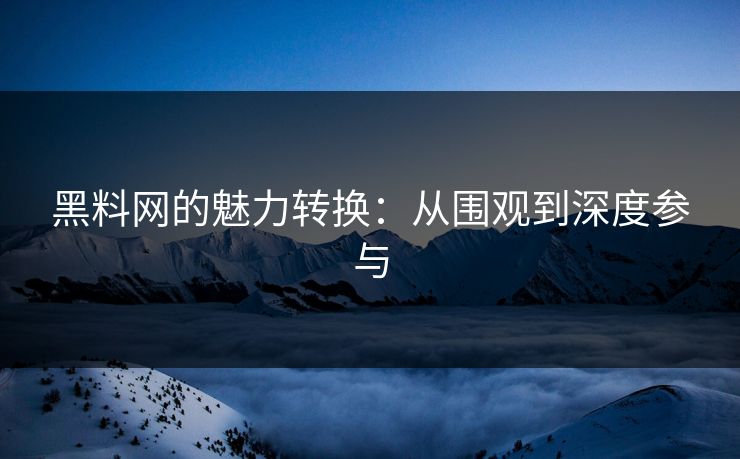 黑料网的魅力转换：从围观到深度参与
